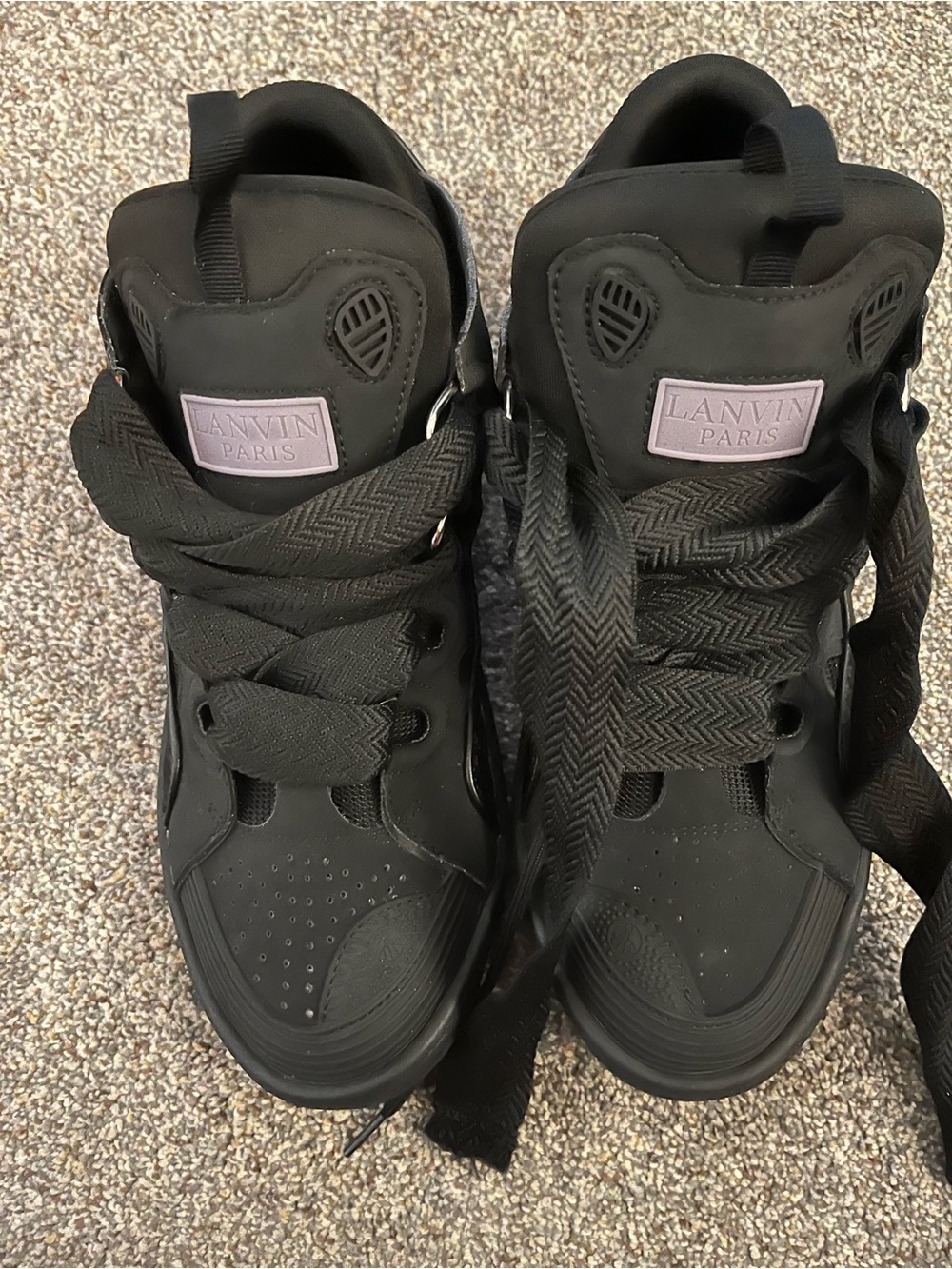 Lanvin Black High-Top Sneakers with Lilac Logo Patch